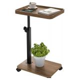 End Table, TV Tray Table Adjustable Height for Small Spaces, 360 Swivel Side Table for Living Room and Bedroom (Walnut Brown)