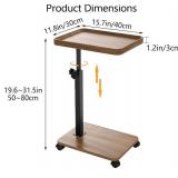 End Table, TV Tray Table Adjustable Height for Small Spaces, 360 Swivel Side Table for Living Room and Bedroom (Walnut Brown)