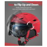 Odoland Kids Ski Helmet with 2-in-1 Visor Goggles for Boys & Girls, Adjustable Snowboard Helmet with Magnetic Buckle Strap for Children Ages 3-12 Skiing & Snowboarding