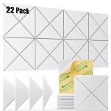 22 pack Acoustic Panels Self-Adhesive, 12"X 12"X 0.4"Sound Proof Foam Panels,Soundproof Wall Panels High Density, Acoustic Panels Sound Absorbing for Wall Decoration and Acoustic Treatment-white-02