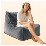 Boneless Chair/Couch Cover No Filler  Velvet Detachable Lazy Chair/Sofa Cover for Living Room Indoor Outdoor Office Beanbag Chairs for Adult(Gray)