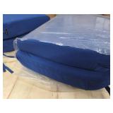 Round Corner Seat Cushions, 17" x 16" x 3.5", Set of 4, Indoor Outdoor Water Repellent Universal Chair Pads with Ties for Patio Furniture, Garden Deck Dining Chairs, Navy