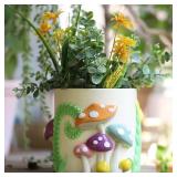 GUGUGO Colorful Mushrooms Planters Cute Unique Rainbow Planter with Drainage, Vintage Retro Flower Plant pots for Indoor & Outdoor Plants, Boho Modern Home D cor (A,5 Inch)