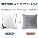 Siluvia 20"x20" Pillow Inserts Set of 2 Decorative Square Square Throw 20 Pillows with 100% Cotton Cover for Sofa, Couch, and Bed - White