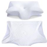 HOMCA Memory Foam Cervical Pillow Cover - Hypoallergenic Contour Orthopedic Pillow Case, 1Pack, White (Suitable for Pillow Model: PL02)