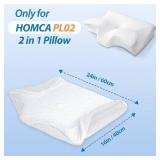 HOMCA Memory Foam Cervical Pillow Cover - Hypoallergenic Contour Orthopedic Pillow Case, 1Pack, White (Suitable for Pillow Model: PL02)