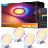 $130 Govee Smart Recessed Lighting 6 Inch, Matter RGBIC LED Recessed Light Work with Alexa, Google Assistant, Dimmable 1100LM Canless Downlight with Junction Box for Living Room, Bedroom, Kitchen 4 Pa