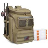 HAMBOLY Fishing Backpack with Rod Holders, 40L Tackle Box Backpack for Fishing Gear, Waterproof Fishing Bag for Men