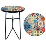 Mosaic Round Sode Tea Table, Outside Unique Furniture, Small End Outdoor Side Valentine