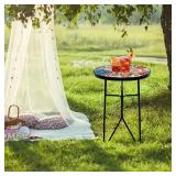 Mosaic Round Sode Tea Table, Outside Unique Furniture, Small End Outdoor Side Valentine