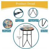 Mosaic Round Sode Tea Table, Outside Unique Furniture, Small End Outdoor Side Valentine