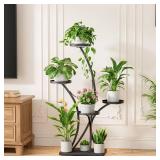 Plant Stand Indoor with Grow Lights - Plant Shelf Tree-Shaped, Lighted Corner Plant Stands for Indoor Growing, 5 Tiered Metal Flower Holder, Decorative Shelves for Home Hallway Black (Right)