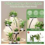 Plant Stand Indoor with Grow Lights - Plant Shelf Tree-Shaped, Lighted Corner Plant Stands for Indoor Growing, 5 Tiered Metal Flower Holder, Decorative Shelves for Home Hallway Black (Right)