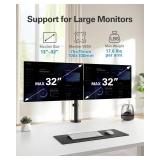 HUANUO Dual Monitor Mount up to 32 Inch Screens, Heavy-Duty Steel Dual Monitor Stand, Full Motion Adjustable Arm with Tilt, Swivel, Rotate, Holds up to 17.6 lbs per Arm, VESA 75/100mm