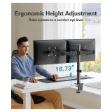 HUANUO Dual Monitor Mount up to 32 Inch Screens, Heavy-Duty Steel Dual Monitor Stand, Full Motion Adjustable Arm with Tilt, Swivel, Rotate, Holds up to 17.6 lbs per Arm, VESA 75/100mm