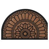 Mibao Half Round Door Mat, Non-Slip Welcome Entrance Way Mat, Durable Rubber Door Mats, Low-Profile Heavy Duty Doormat, Half Circle Mats for Garage, Patio, High Traffic Areas, 23.5" x 35.5", Coffee