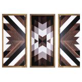 flangairy Aztec Wall Decor 3pcs, Wooed Western Wall Art, Native American Tribal Southwestern Boho Living Room Bedroom Kitchen Bathroom Southwest Farmhouse Modern Rustic Home Decorations