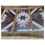 flangairy Aztec Wall Decor 3pcs, Wooed Western Wall Art, Native American Tribal Southwestern Boho Living Room Bedroom Kitchen Bathroom Southwest Farmhouse Modern Rustic Home Decorations