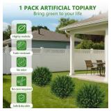 Artificial Cedar Topiary Trees, 20-Inch UV-Resistant Evergreen Shrubs with Base, Ideal for Outdoor and Indoor Decor, Including Front Porches