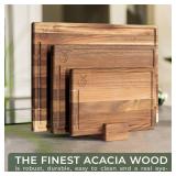 WALDWERK Cutting Board Set (15.75 x 12/13 x 9.5/10 x 7 in) out of Solid Acacia Wood - 0,8 in Thick Cutting Boards for Kitchen - Wood Cutting Boards - Wooden Chopping Boards for Kitchen