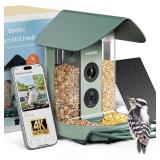 $190 Beako  Smart Bird Feeder with 4K Camera Solar Powered for Outdoors - UHD Live Stream for Birdwatching, AI Identification 10,000+ Bird Species, Real-Time Motion Detection, Ideal Gift for BirdLover