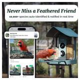 $190 Beako  Smart Bird Feeder with 4K Camera Solar Powered for Outdoors - UHD Live Stream for Birdwatching, AI Identification 10,000+ Bird Species, Real-Time Motion Detection, Ideal Gift for BirdLover