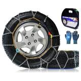 Snow-Chains Auto Fixing 1 Min Quick Fit Easy Installation Tire-Chains, Portable Reusable Universal Emergency Tire Traction Chain for Passenger Car, Pickup Trucks and SUV - Set of 2