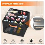 Aokeyee Shoe Organizer for Closet, 2 Pack Foldable Shoe Storage Organizer Box w/Clear Cover and 4 Reinforced Handles, Space Saving Shoes Bin Fits up to 16-32 Pairs, Black