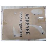 Aokeyee Shoe Organizer for Closet, 2 Pack Foldable Shoe Storage Organizer Box w/Clear Cover and 4 Reinforced Handles, Space Saving Shoes Bin Fits up to 16-32 Pairs, Black