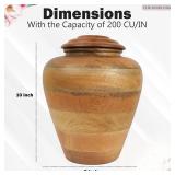 Handcrafted Wooden Cremation Urn for Human Ashes Adult   Large Funeral Urn, 200 Cubic Inches   Decorative Memorial Burial Urn for Men & Women, 200 lbs