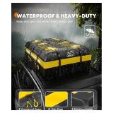 21 Cubic Feet Rooftop Cargo Carrier Bag, Waterproof Zip Soft Roof Top Cargo Bag with Anti-Slip Mat, Luggage Lock, 2 Reflective Strips, 6 Door Hooks, Storage Bag, for All Cars with/Without Rack