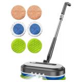 Cordless Electric Mop, Electric Spin Floor Mop with LED Headlights & Water Sprayer, Long-Lasting Battery, Large 290ml Tank, Self-Propelled Floor Cleaner with Adjustable Tube for All Floors