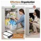 2 Pack Under Sink Organizer, Dual-Layer Pull Out Mesh Cabinet Rack with 5-Level Height Adjustment, Rust-Resistant Sliding Storage for Bathroom & Kitchen, Multi-Purpose 2-Tier Shelf
