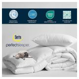 Serta Goose Feather Down Fiber Cotton Comforter King Size - 100% Cotton Duvet Insert - Hotel Luxury Hypoallergenic Bedding Comforter All Season Medium Warmth 106 x 90 Inch White