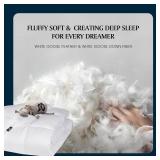 Serta Goose Feather Down Fiber Cotton Comforter King Size - 100% Cotton Duvet Insert - Hotel Luxury Hypoallergenic Bedding Comforter All Season Medium Warmth 106 x 90 Inch White