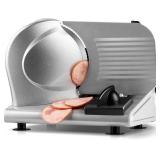 Meat Slicer, Techwood 150W Electric Food Slicer with Removable 7.5  Stainless Steel Blade, Deli Fruit Vegetable Cutter with Adjustable Knob for Thickness, Food Carriage & Non-Slip Feet, Double Blade