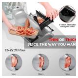 Meat Slicer, Techwood 150W Electric Food Slicer with Removable 7.5  Stainless Steel Blade, Deli Fruit Vegetable Cutter with Adjustable Knob for Thickness, Food Carriage & Non-Slip Feet, Double Blade