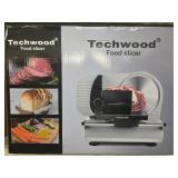Meat Slicer, Techwood 150W Electric Food Slicer with Removable 7.5  Stainless Steel Blade, Deli Fruit Vegetable Cutter with Adjustable Knob for Thickness, Food Carriage & Non-Slip Feet, Double Blade