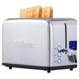 CUSIMAX Stainless Steel 2 Slice Toaster with LED Display, Extra-wide Slots, 6 Browning Settings, Cancel/Bagel/Defrost, Removable Crumb Tray, Silver