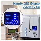 CUSIMAX Stainless Steel 2 Slice Toaster with LED Display, Extra-wide Slots, 6 Browning Settings, Cancel/Bagel/Defrost, Removable Crumb Tray, Silver