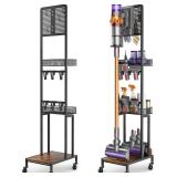 Vacuum Stand for Dyson V15 V12 V11 V10 V8 V7 V6 Gen5, Standing Dock with Accessory Holder, Vacuum Attachments for Dyson Replacement Parts, Floor Docking Station with Cordless Vacuum Storage Organizer