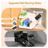 YJHome 2 Pack Expandable Under Sink Organizer, 2 Tier Pull Out Cabinet Organizer with Smooth Ball Bearing Slides, Adjustable Height Cabinet Storage Shelves for Kitchen, Bathroom, Laundry, Pantry