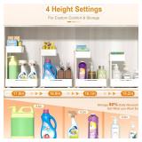 YJHome 2 Pack Expandable Under Sink Organizer, 2 Tier Pull Out Cabinet Organizer with Smooth Ball Bearing Slides, Adjustable Height Cabinet Storage Shelves for Kitchen, Bathroom, Laundry, Pantry