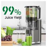 J8 Cold Press Juicer, 6.5" Extra Wide Feed Chute Juicer Machines, 350W Slow Juicer Machines with High Juice Yield for Whole Vegetables & Fruits, BPA Free (Titanium Gray)