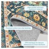 Washable Oushak Area Rug 8x10: Large Modern Turkish Oriental Floral Luxury Carpet for Bedroom Nursery Living Room Dining Home Decor Navy Blue