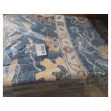 Washable Oushak Area Rug 8x10: Large Modern Turkish Oriental Floral Luxury Carpet for Bedroom Nursery Living Room Dining Home Decor Navy Blue