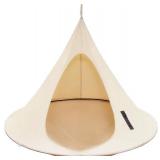 $250 Single Cacoon Hanging Chair   Cozy Indoor/Outdoor Hammock with Polyester Canvas, 440 lb Capacity, Includes 18ft Rope & Carabiner (Natural)