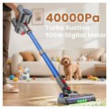 VersLife Z8 Cordless Vacuum Cleaner, 40kPa/500W Power Suction, LED Display, 6-in-1 Lightweight Stick Vacuum with Green LED Light, 6-Stages Filtration, Self-Standing for Pet Hair Hard Floor Carpet