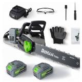 16 Inch Brushless Electric Chainsaw with 2 x 4.0Ah 21V Battery, Tool-Free Chain Tensioning, Instant Chain Brake & Transparent Oil Tank   Tools for Tree Trimming & Wood Cutting