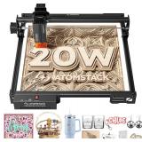 $400 ATOMSTACK 20W Laser Engraver, A20 PRO V2 Laser Cutter, High Accuracy Laser Engraving Machine for Personalized Gifts, Business Cards, Wood, Metal, Acrylic, Leather